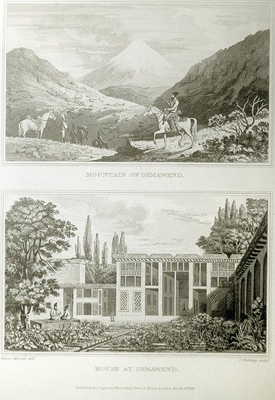 Berg och hus vid Demavend, 1818 av James Justinian Morier