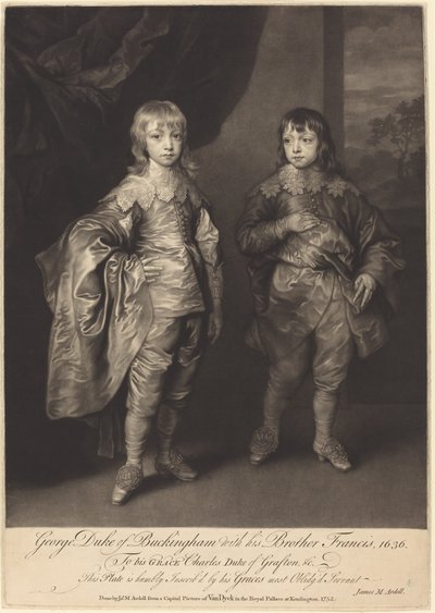 George Duke of Buckingham med sin bror Francis av James MacArdell after Sir Anthony van Dyck