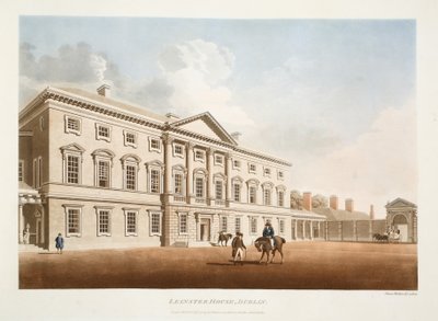 Leinster House, Dublin, 1792 (handfärgad gravyr) av James Malton