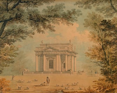 Lord Charlemonts casino i Marino, Dublin, från väster av James Malton