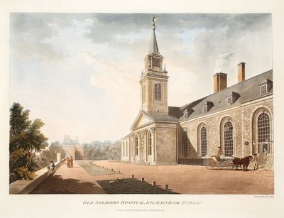 Old Soldiers Hospital, Kilmainham, Dublin, 1794 (handkolorerat gravyr) av James Malton