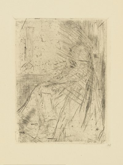 [76] Avtryck från annullerade plåtar av Whistler - Maude, Sittande. av James Abbott McNeill Whistler