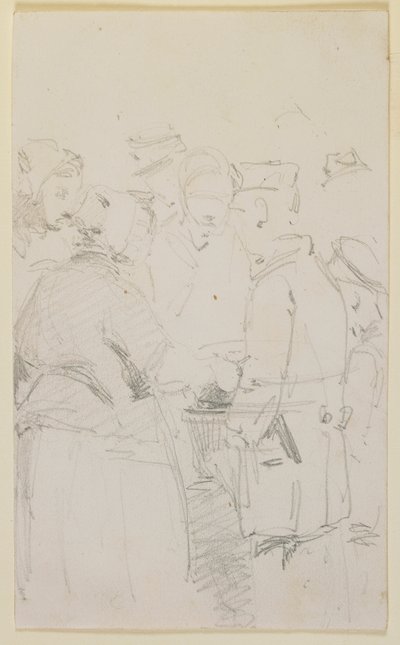 En grupp figurer runt en brazier av James Abbott McNeill Whistler
