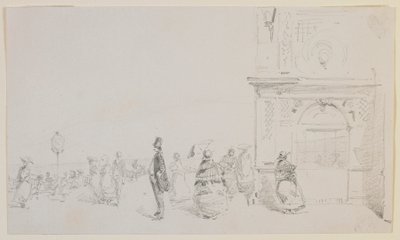 En grupp figurer på en esplanad av James Abbott McNeill Whistler