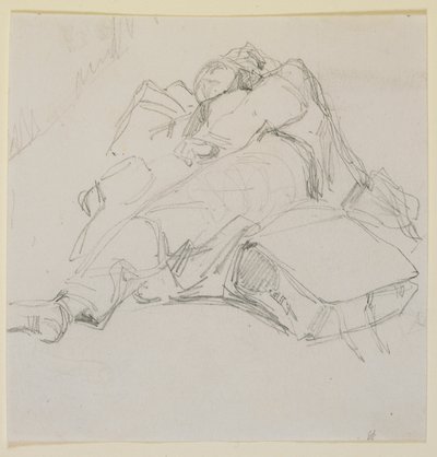 En man som sover på en hög med bagage av James Abbott McNeill Whistler
