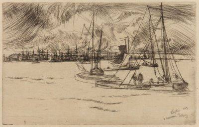 Amsterdam, från Tolhuis av James Abbott McNeill Whistler