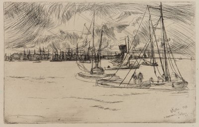 Amsterdam, från Tolhuis av James Abbott McNeill Whistler