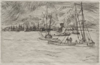 Amsterdam sett från Tolhuis av James McNeill Whistler