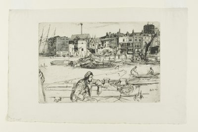 Black Lion Wharf, från en serie sexton etsningar av scener på Themsen ("Themsen-uppsättningen") av James Abbott McNeill Whistler