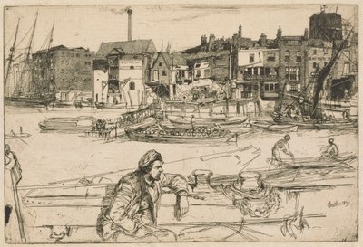 Black Lion Wharf, från Thames Set (En serie sexton etsningar av scener på Themsen och andra ämnen) av James Abbott McNeill Whistler