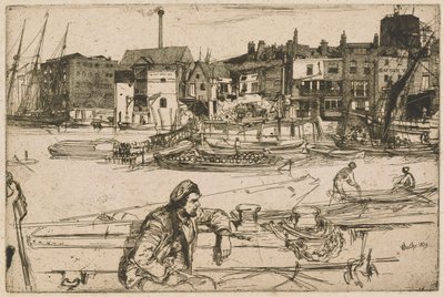 Black Lion Wharf, från Thames Set (En serie sexton etsningar av scener på Themsen och andra ämnen) av James Abbott McNeill Whistler