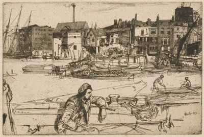 Black Lion Wharf, ur serien ”Thames Set” (En serie med sexton etsningar av motiv från Themsen och andra ämnen) av James McNeill Whistler