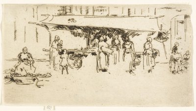 Booth, Market Place, Loches av James Abbott McNeill Whistler