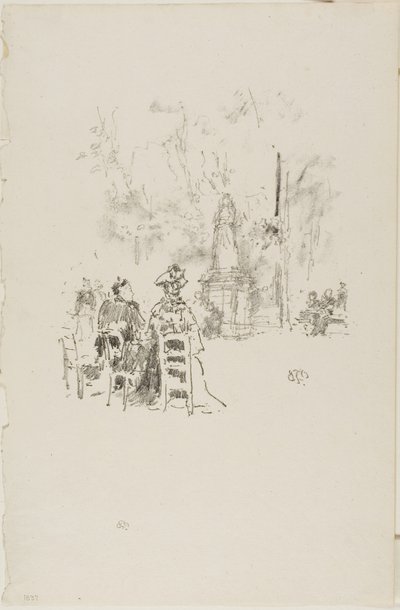 Samtal under statyn, Luxembourgträdgården av James Abbott McNeill Whistler