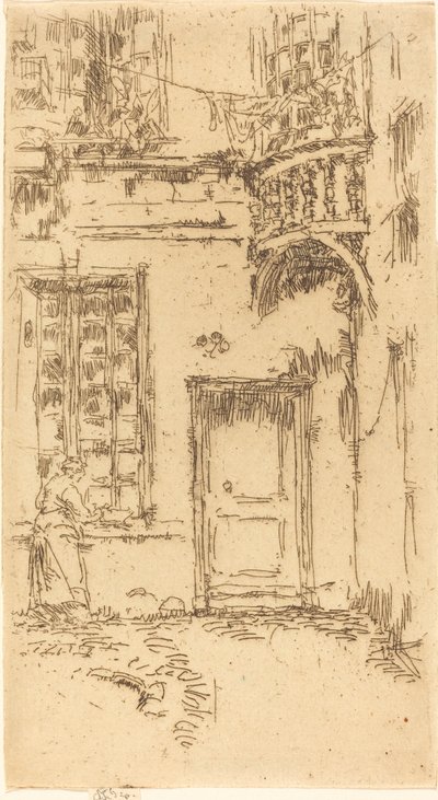 Courtyard, Rue P.L. Kurir av James Abbott McNeill Whistler