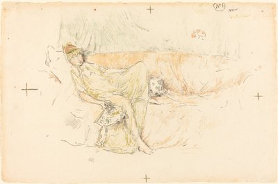 Draperad figur, liggande av James Abbott McNeill Whistler