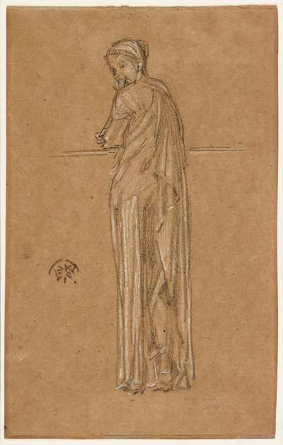 Draperad figur stående av James Abbott McNeill Whistler