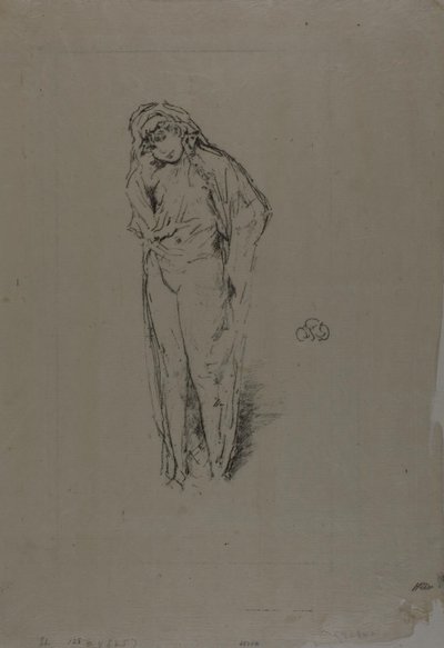 Draperad figur, stående av James Abbott McNeill Whistler
