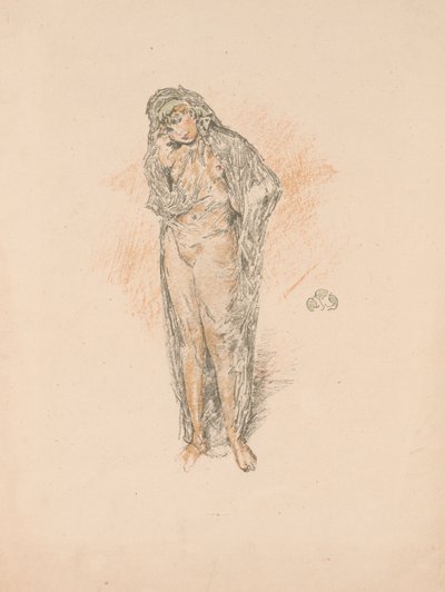Draperad figur, stående av James Abbott McNeill Whistler
