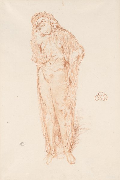 Draperad figur, stående av James Abbott McNeill Whistler