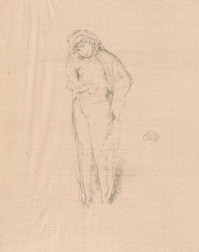 Draperad figur, stående av James Abbott McNeill Whistler