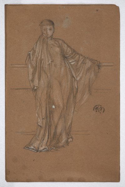 Draperad figur vid ett räcke av James Abbott McNeill Whistler