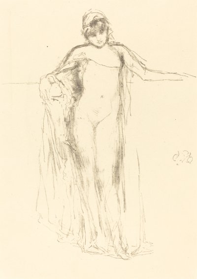 Draperad modell, stående av James Abbott McNeill Whistler