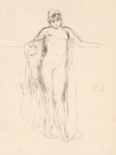 Draperad modell, stående av James McNeill Whistler