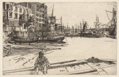 Eagle Wharf (Tyzac, Whiteley & Co.), ur Thames-serien (En serie om sexton etsningar med scener från Themsen och andra motiv) av James McNeill Whistler