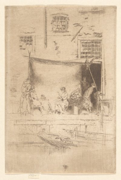 Fruit Stall, från den andra Venedig-uppsättningen (en uppsättning av tjugosex etsningar) av James Abbott McNeill Whistler