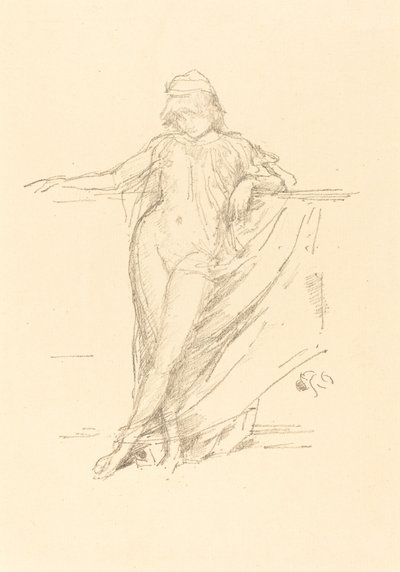 Liten draperad figur, lutande av James Abbott McNeill Whistler