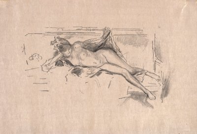 Naken modell liggande av James McNeill Whistler