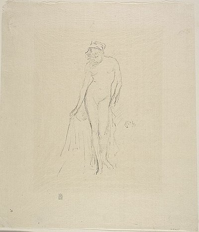 Nakenmodell, stående av James Abbott McNeill Whistler