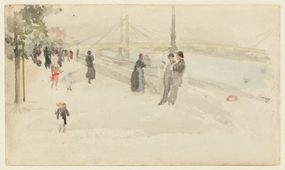Rosa och silver - Chelsea, kajen av James McNeill Whistler