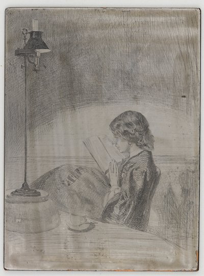 Läsning av Lamplight av James Abbott McNeill Whistler