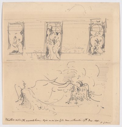 Skiss av påfågelrummet av James McNeill Whistler