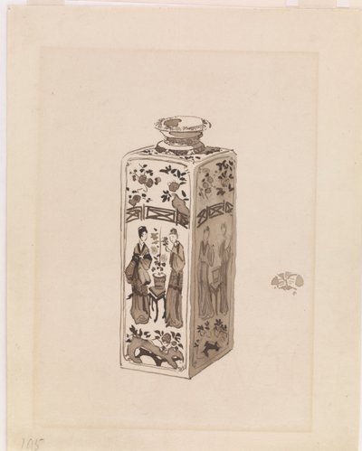 Fyrkantig behållare med lång hals av James Abbott McNeill Whistler