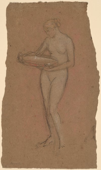 Stående naken kvinna som håller en skål [recto] av James Abbott McNeill Whistler