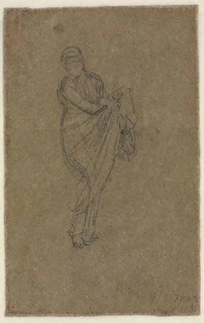 Stående kvinna som håller upp sin klänning (baksidan) av James McNeill Whistler