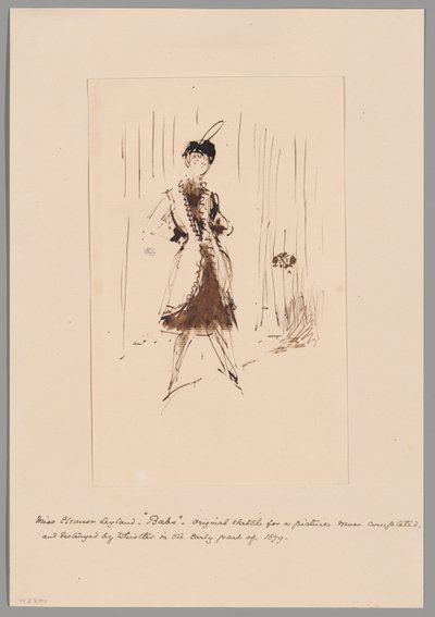 Studie för "Den blå flickan: Porträtt av Miss Elinor Leyland" av James McNeill Whistler