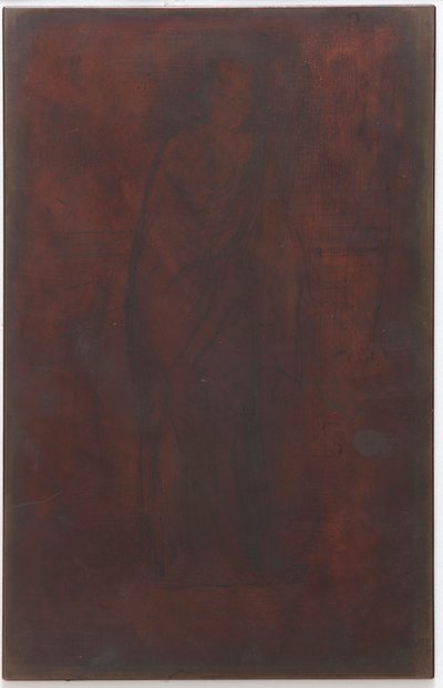 Modellen vilar: Tryckplatta/block av James Abbott McNeill Whistler