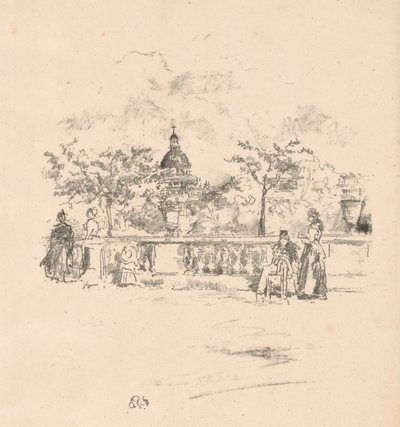 Pantheon, från terrassen i Luxembourgträdgården av James Abbott McNeill Whistler