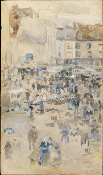 Variationer i violett och grått - Marknadsplatsen, Dieppe av James McNeill Whistler