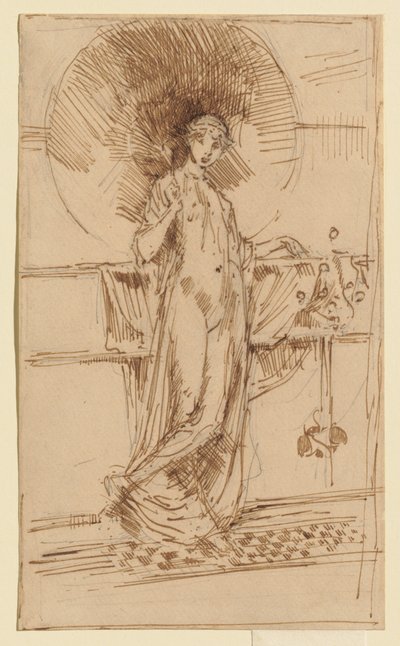 Kvinna med parasoll (skiss till "Harmoni i blått och guld") av James McNeill Whistler