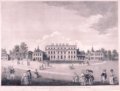 Östra framsidan av Buckingham House, Westminster, London, 1796 av James Miller
