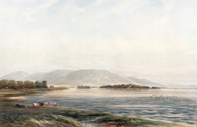 "Lochleven Castle" (färglitografi) av James Orrock