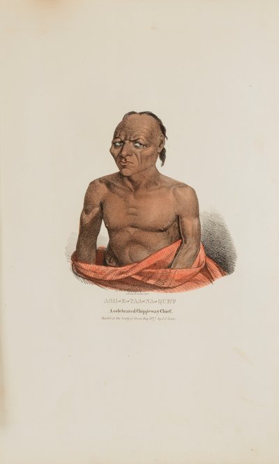 ASH-E-TAA-NA-QUET; En hyllad Chippewayhövding, från The Aboriginal Portfolio av James Otto Lewis