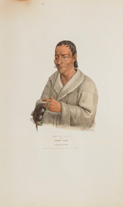 KE-WA-DIN eller Nordvinden; En Chippewayhövding, från The Aboriginal Portfolio av James Otto Lewis