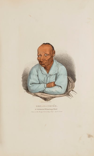 KER-O-MENEE; En hyllad Winnebago-hövding, från The Aboriginal Portfolio av James Otto Lewis
