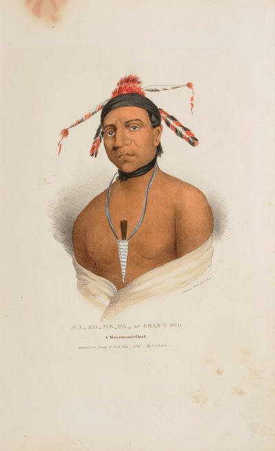 MA-KO-ME-TA eller Björnens olja; En hövding från Monomonie, från The Aboriginal Portfolio av James Otto Lewis
